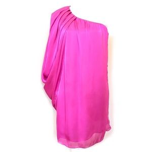 Aqua Dress Pink One Shoulder Cocktail Party Dress